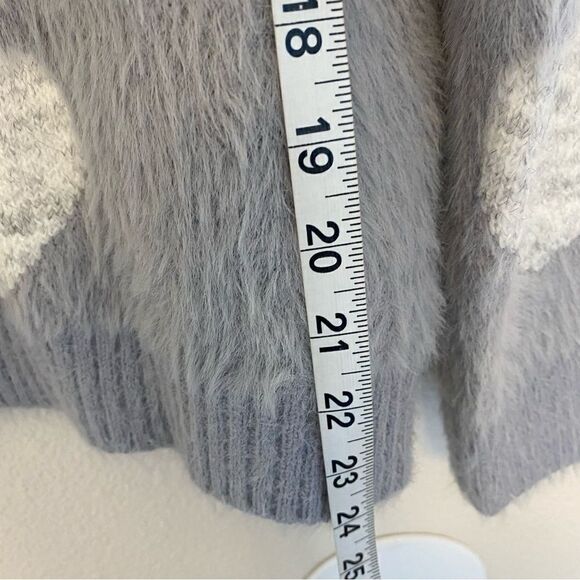 HEM & THREAD #6480 Gray hearts crew neck super soft stretchy oversized sweater-S - Picture 5 of 9